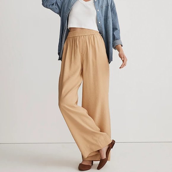 Madewell Pants - Madewell The Carley Wide-Leg Pants Softdrape Tan NWT
